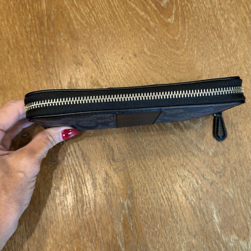 Coach Zip Around Charcoal Wallet